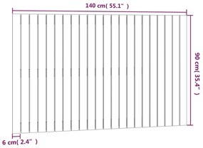 Κεφαλάρι Τοίχου Μαύρο 140 x 3 x 90 εκ. από Μασίφ Ξύλο Πεύκου - Μαύρο