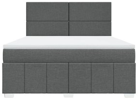 vidaXL Κρεβάτι Boxspring με Στρώμα Σκούρο Γκρι 180x200 εκ Υφασμάτιν