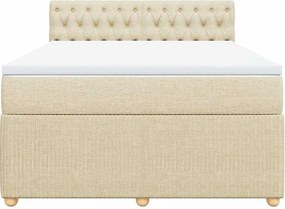 vidaXL Κρεβάτι Boxspring με Στρώμα Κρεμ 140x190 εκ. Υφασμάτινο