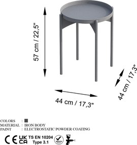 Τραπεζάκι Σαλονιού Γκρι SHB 44x44x57