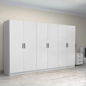 Ντουλάπα ρούχων Victoria Megapap εξάφυλλη χρώμα λευκό 300x60x181εκ.