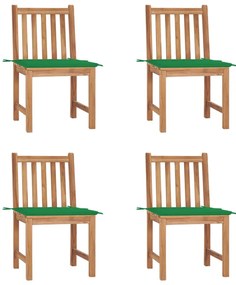vidaXL Καρέκλες Κήπου 4 Τεμαχίων από Μασίφ Ξύλο Teak με Μαξιλάρια