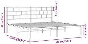 Πλαίσιο Κρεβατιού με Κεφαλάρι Λευκό 183 x 213 εκ. Μεταλλικό - Λευκό