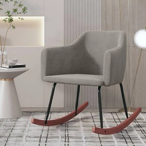 vidaXL Πολυθρόνα Κουνιστή Ανοιχτό Γκρι Βελούδινη