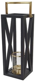 Artekko Lantern Φανάρι Διακοσμητικό Ξύλο/Μέταλλο Μαύρο/Χρυσό (26x21x64)cm Artekko LB78280-DS