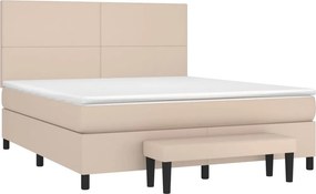 vidaXL Κρεβάτι Boxspring με Στρώμα Καπουτσίνο 160x200εκ.από Συνθ.Δέρμα