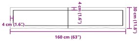 Ράφι Τοίχου Ανοιχτό Καφέ 160x30x(2-4)εκ. Επεξ. Μασίφ Ξύλο Δρυός - Καφέ