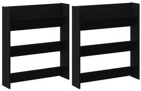 vidaXL Ντουλάπες παπουτσιών τοίχου 2 pcs Μαύρη δρυς 60 x 18 x 60 εκ