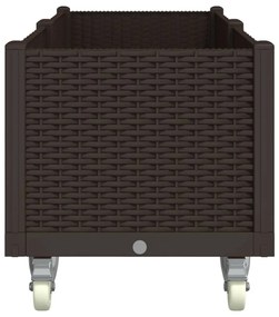 vidaXL Ζαρντινιέρα Κήπου με Ροδάκια Καφέ 160x50x54 εκ. Πολυπροπυλένιο