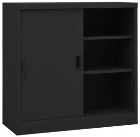 Ντουλάπι Γραφείου Συρόμενη Πόρτα Ανθρακί 90x40x90 εκ. Ατσάλινο