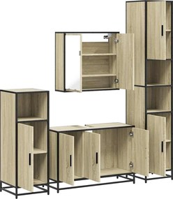 vidaXL Σετ Επίπλων Μπάνιου 4 Τεμαχίων Sonoma Δρυς Επεξεργασμένο Ξύλο