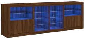 vidaXL Μπουφές με Φώτα LED Καφέ Δρυς 202 x 37 x 67 εκ.