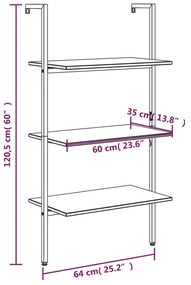 Ραφιέρα Κεκλιμένη 3 Επιπέδων Μαύρη 64x35x120,5 εκ. - Μαύρο