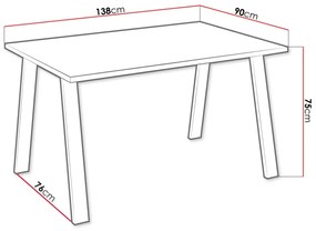 Τραπέζι Tucson 141, Lancelot δρυς, 75x90x138cm, 47 kg, Πλαστικοποιημένη μοριοσανίδα, Μέταλλο | Epipla1.gr
