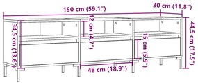 Έπιπλο Τηλεόρασης Παλιό Ξύλο 150x30x44,5 εκ. Επεξεργασμένο Ξύλο - Καφέ