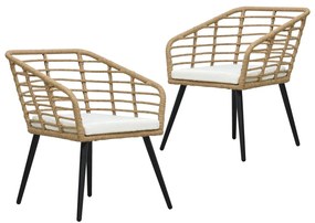 Καρέκλες Εξ. Χώρου 2 τεμ. Χρώμα Δρυός Συνθ. Ρατάν με Μαξιλάρια - Καφέ