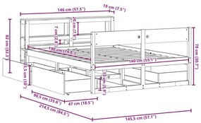 Σκελετός Κρεβ. Χωρίς Στρώμα Λευκό 140x190 εκ Μασίφ Πεύκο - Λευκό