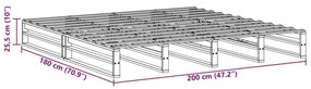 Σκελετός Κρεβατιού Χωρίς Στρώμα 180x200 εκ Μασίφ Ξύλο Πεύκου - Καφέ