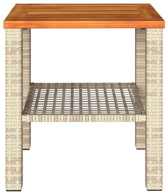 Τραπέζι Κήπου Μπεζ 40x40x42 εκ. Συνθετικό Ρατάν / Ξύλο Ακακίας - Μπεζ