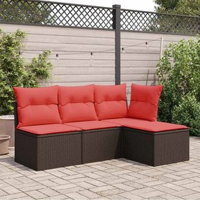 vidaXL Σκαμπό Κήπου με Μαξιλάρι Καφέ 55x55x37 εκ. από Συνθετικό Ρατάν