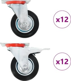 vidaXL Ρόδες Περιστρεφόμενες 24 τεμ. 100 χιλ.