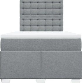 vidaXL Κρεβάτι Boxspring με Στρώμα Ανοιχτό Γκρι 120x200 εκ. Υφασμάτινο