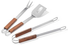 Εργαλεία Barbeque Brick (Σετ 3Τμχ) 353014 Inox-Brown Philippi Steel,Wood