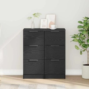 vidaXL Πλαϊνό γραφείο με συρτάρι 2 pcs Μαύρη Οξυά 30 x 30 x 70 εκ.