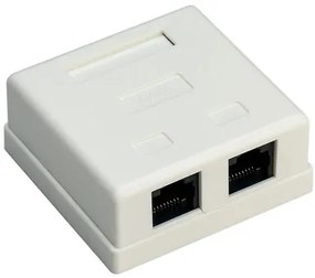 GOOBAY επιτοίχια πρίζα δικτύου 77633, 2 θύρες RJ45, CAT 6 UTP, λευκή