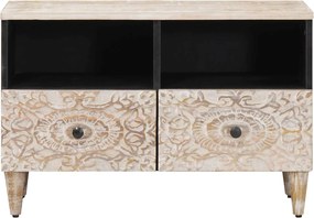 vidaXL Ντουλάπι TV Λευκό 70 x 33,5 x 46 εκ. Στερεό ξύλο μάνγκο