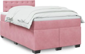 vidaXL Κρεβάτι Boxspring με Στρώμα Ροζ 120x190 εκ. Βελούδινο