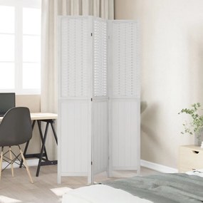 VidaXL Διαχωριστικό Χώρου με 3 Πάνελ Λευκό από Μασίφ Ξύλο Παυλώνιας