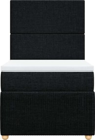 vidaXL Κρεβάτι Boxspring με Στρώμα Μαύρο 90x190 εκ.Υφασμάτινο
