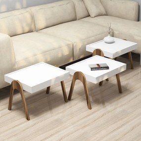 Ζιγκόν (3 Τεμαχίων) Καρυδί / Λευκό OLOFLER 53.6x40x64