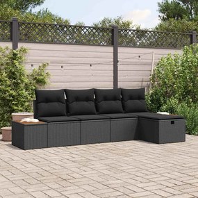 vidaXL Σετ Καναπέ Κήπου 5 pcs Μαύρο 55 x 62 x 69 εκ Πολυ ράταν