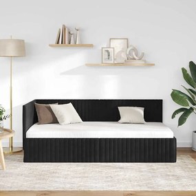 vidaXL Κρεβάτι Γωνίας με κεφαλάρι Μαύρο 90 x 190 cm Βελούδο