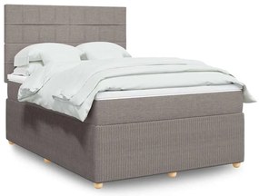 vidaXL Κρεβάτι Boxspring με Στρώμα Taupe 140x190 εκ. Υφασμάτινο