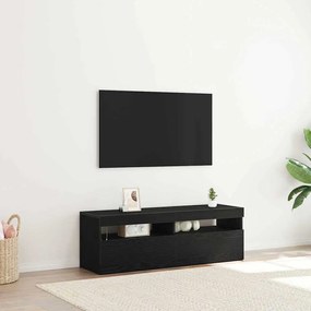 vidaXL Ντουλάπα τηλεόρασης με LED Μαύρη Δρύς 120x35x40 εκ. Επεξεργασμένο ξύλο