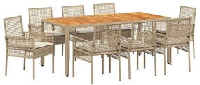 vidaXL Σέτ φαγητού για κήπο 9 pcs Μπεζ συνθετικό ρατάν