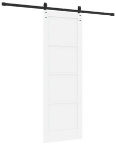 vidaXL Συρόμενη Πόρτα με Σετ Υλικών Λευκή 73,5x211 εκ. Συμπαγές Ξύλο Πεύκου