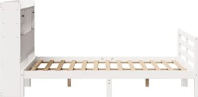 vidaXL Κρεβάτι Βιβλιοθήκη Χωρίς Στρώμα Λευκό 135x190 εκ Μασίφ Πεύκο