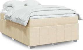 vidaXL Κρεβάτι Boxspring με Στρώμα Κρεμ 140x190 εκ. Υφασμάτινο