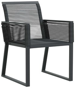 vidaXL Σέτ φαγητού για κήπο 7 pcs Μαύρο Ατσάλι και πολυ-ρατάν