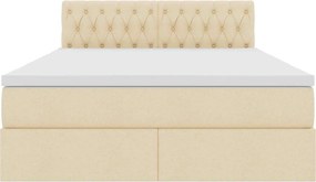 vidaXL LED Κρεβάτι αποθήκευσης με στρώμα Κρέμ 140 x 190 cm Ύφασμα