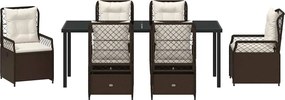 vidaXL Σέτ φαγητού για κήπο 7 pcs Καφέ συνθετικό ρατάν