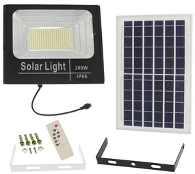 Στεγανός Ηλιακός Προβολέας LED 200W Ψυχρό Λευκό 6500K με Τηλεχειριστήριο IP66 JT-BJ200W-TZ