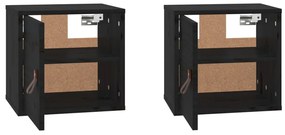 vidaXL Ντουλάπια Τοίχου 2 τεμ. Μαύρα31,5x30x30εκ από Μασίφ Ξύλο Πεύκου