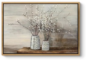 Πίνακας σε καμβά &quot;Willow Flowers&quot; Megapap ψηφιακής εκτύπωσης με κορνίζα χρώμα χρυσό 140x100x3εκ.