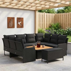 vidaXL Σύνολα επίπλων με μαξιλάρι 7 pcs Μαύρο Ράτα PE