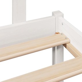 Κρεβάτι Βιβλιοθήκη Χωρίς Στρώμα Λευκό 135x190 εκ Μασίφ Πεύκο - Λευκό